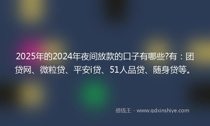 2025年的2024年夜间放款的口子有哪些?有：团贷网、微粒贷、平安i贷、51人品贷、随身贷等。