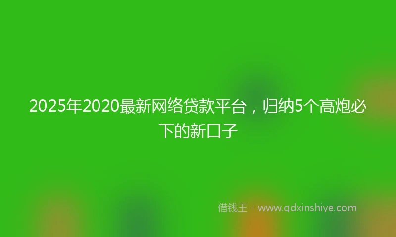 2025年2020最新网络贷款平台，归纳5个高炮必下的新口子