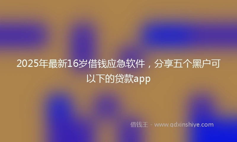 2025年最新16岁借钱应急软件，分享五个黑户可以下的贷款app