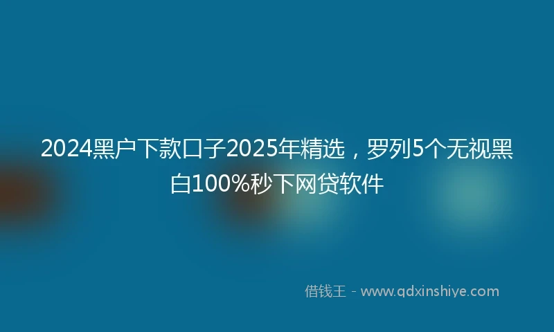 2024黑户下款口子2025年精选，罗列5个无视黑白100%秒下网贷软件