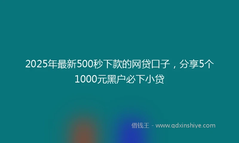 2025年最新500秒下款的网贷口子，分享5个1000元黑户必下小贷