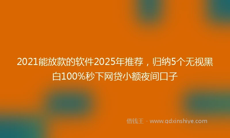 2021能放款的软件2025年推荐，归纳5个无视黑白100%秒下网贷小额夜间口子