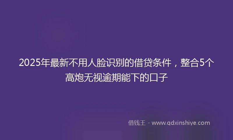 2025年最新不用人脸识别的借贷条件，整合5个高炮无视逾期能下的口子