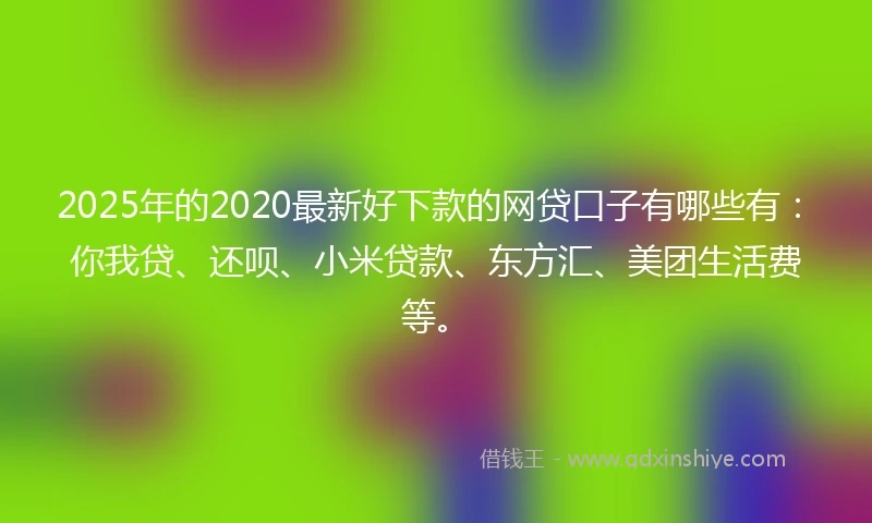 2025年的2020最新好下款的网贷口子有哪些有：你我贷、还呗、小米贷款、东方汇、美团生活费等。