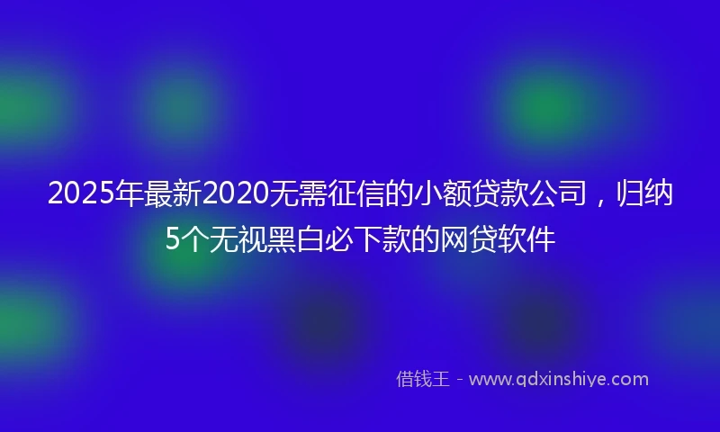2025年最新2020无需征信的小额贷款公司，归纳5个无视黑白必下款的网贷软件