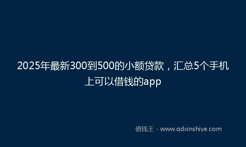 2025年最新300到500的小额贷款，汇总5个手机上可以借钱的app