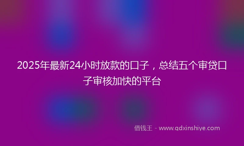 2025年最新24小时放款的口子，总结五个审贷口子审核加快的平台