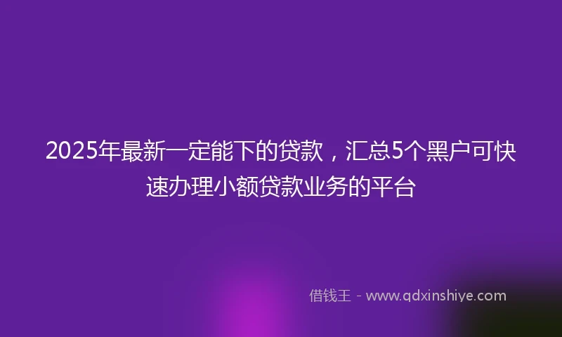 2025年最新一定能下的贷款，汇总5个黑户可快速办理小额贷款业务的平台