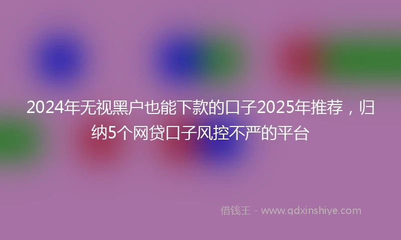 2024年无视黑户也能下款的口子2025年推荐，归纳5个网贷口子风控不严的平台