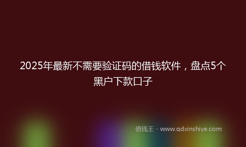 2025年最新不需要验证码的借钱软件，盘点5个黑户下款口子