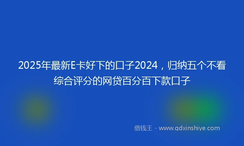 2025年最新E卡好下的口子2024，归纳五个不看综合评分的网贷百分百下款口子