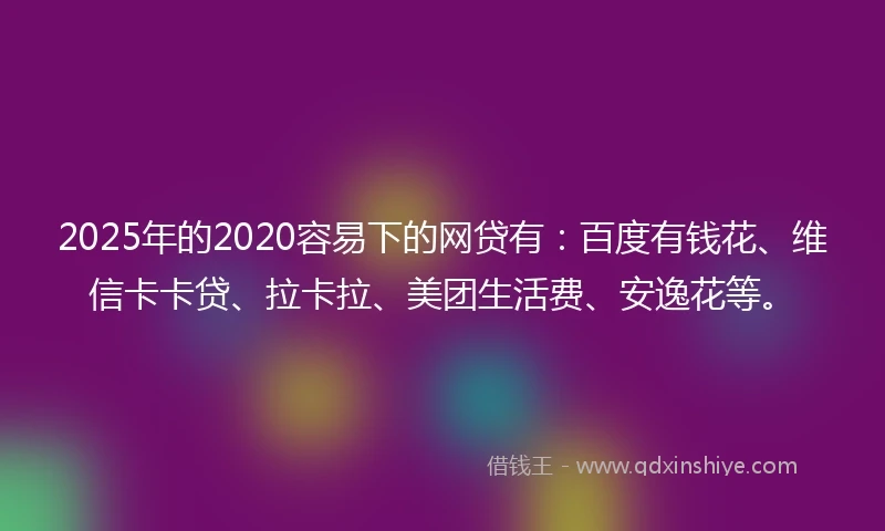 2025年的2020容易下的网贷有：百度有钱花、维信卡卡贷、拉卡拉、美团生活费、安逸花等。