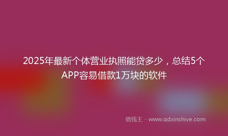 2025年最新个体营业执照能贷多少，总结5个APP容易借款1万块的软件
