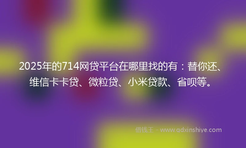 2025年的714网贷平台在哪里找的有：替你还、维信卡卡贷、微粒贷、小米贷款、省呗等。