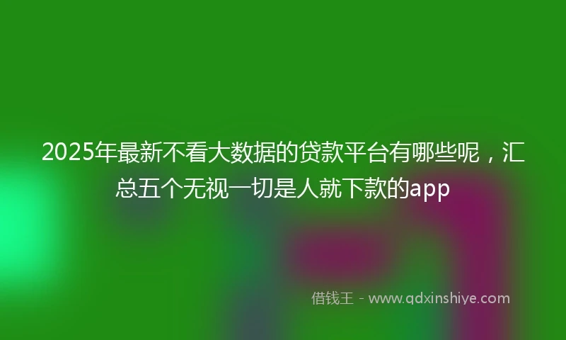 2025年最新不看大数据的贷款平台有哪些呢，汇总五个无视一切是人就下款的app
