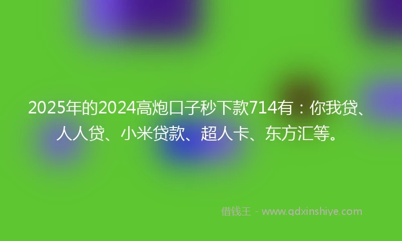 2025年的2024高炮口子秒下款714有：你我贷、人人贷、小米贷款、超人卡、东方汇等。