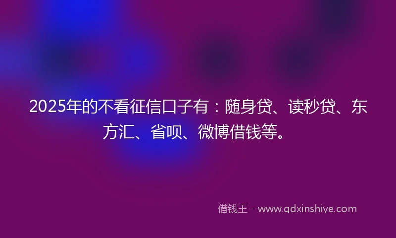 2025年的不看征信口子有：随身贷、读秒贷、东方汇、省呗、微博借钱等。