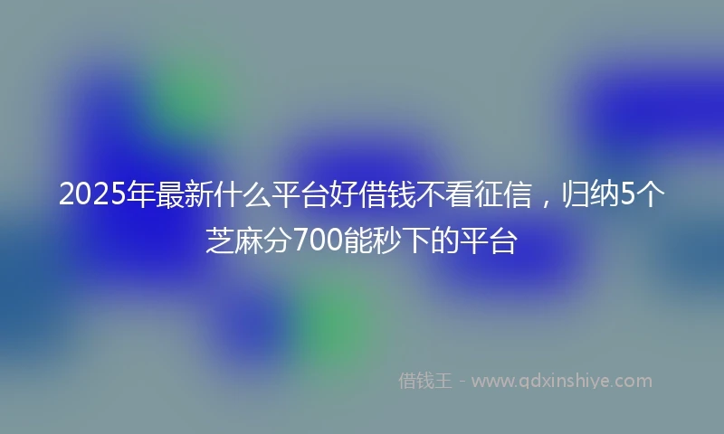 2025年最新什么平台好借钱不看征信，归纳5个芝麻分700能秒下的平台