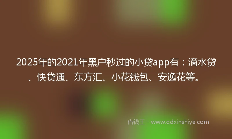 2025年的2021年黑户秒过的小贷app有：滴水贷、快贷通、东方汇、小花钱包、安逸花等。