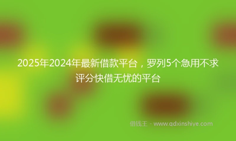 2025年2024年最新借款平台，罗列5个急用不求评分快借无忧的平台