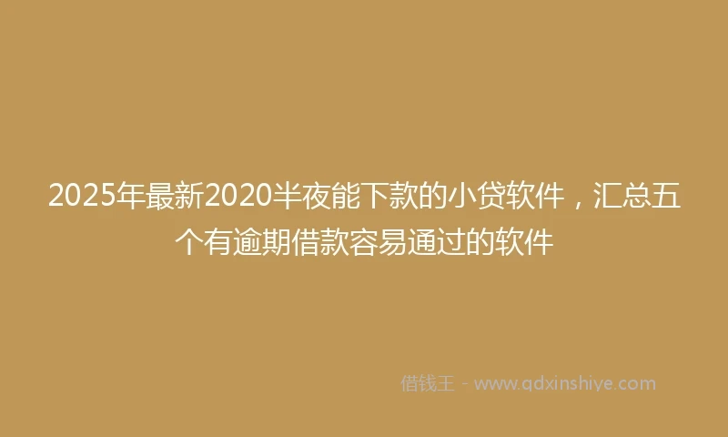 2025年最新2020半夜能下款的小贷软件，汇总五个有逾期借款容易通过的软件