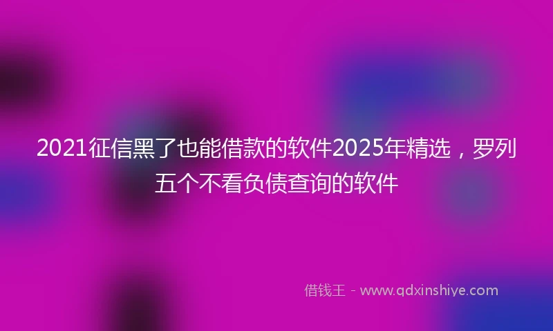 2021征信黑了也能借款的软件2025年精选，罗列五个不看负债查询的软件