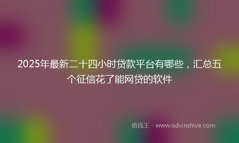 2025年最新二十四小时贷款平台有哪些，汇总五个征信花了能网贷的软件