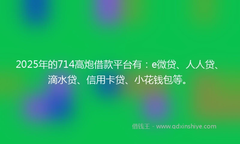 2025年的714高炮借款平台有：e微贷、人人贷、滴水贷、信用卡贷、小花钱包等。