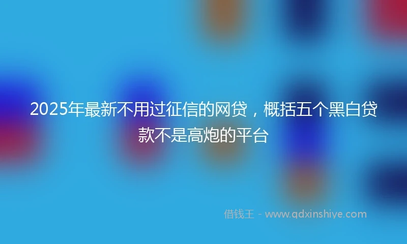 2025年最新不用过征信的网贷，概括五个黑白贷款不是高炮的平台