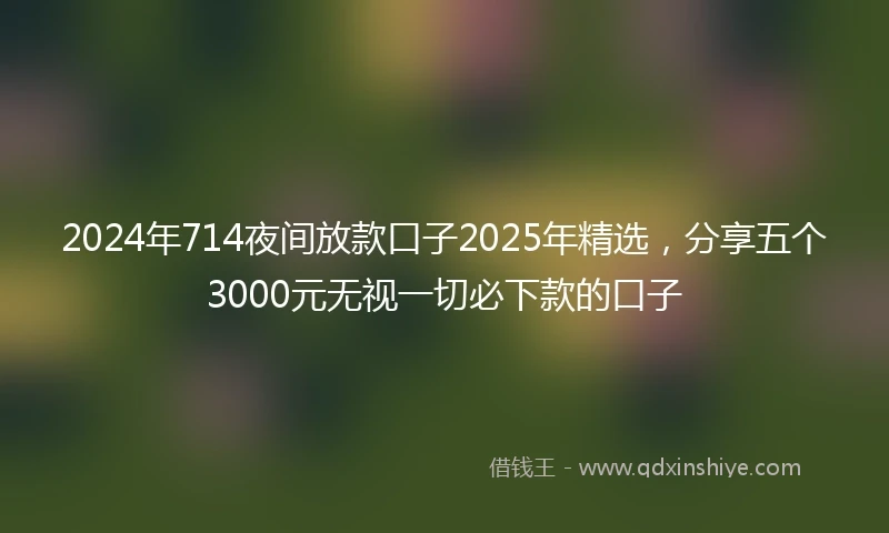 2024年714夜间放款口子2025年精选，分享五个3000元无视一切必下款的口子