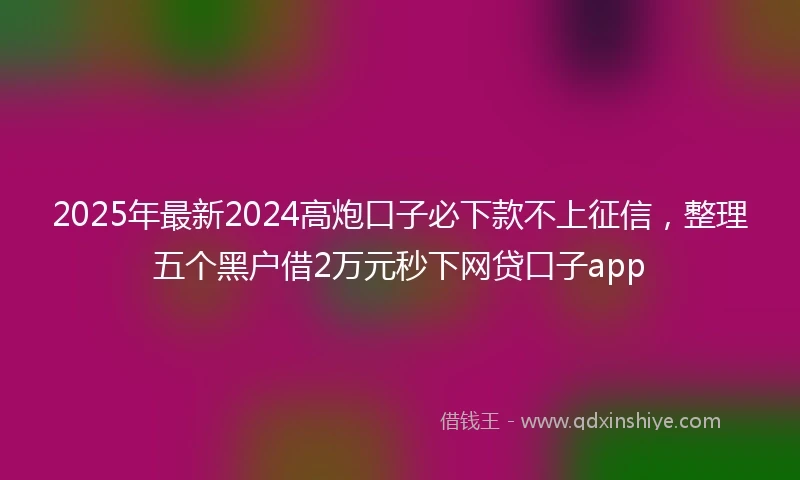 2025年最新2024高炮口子必下款不上征信，整理五个黑户借2万元秒下网贷口子app