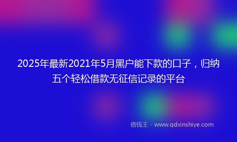 2025年最新2021年5月黑户能下款的口子，归纳五个轻松借款无征信记录的平台