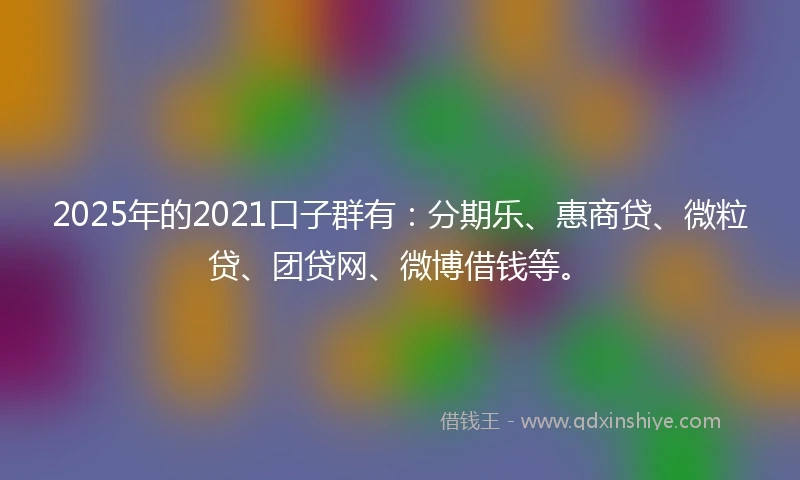 2025年的2021口子群有：分期乐、惠商贷、微粒贷、团贷网、微博借钱等。