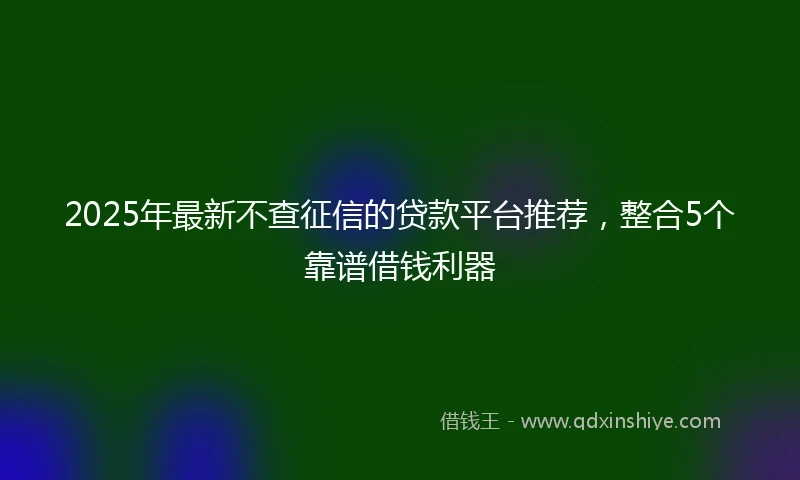 2025年最新不查征信的贷款平台推荐，整合5个靠谱借钱利器