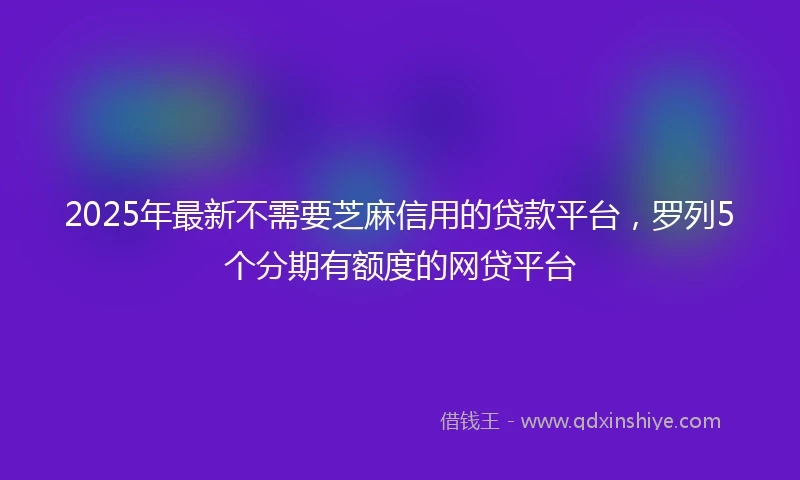 2025年最新不需要芝麻信用的贷款平台，罗列5个分期有额度的网贷平台