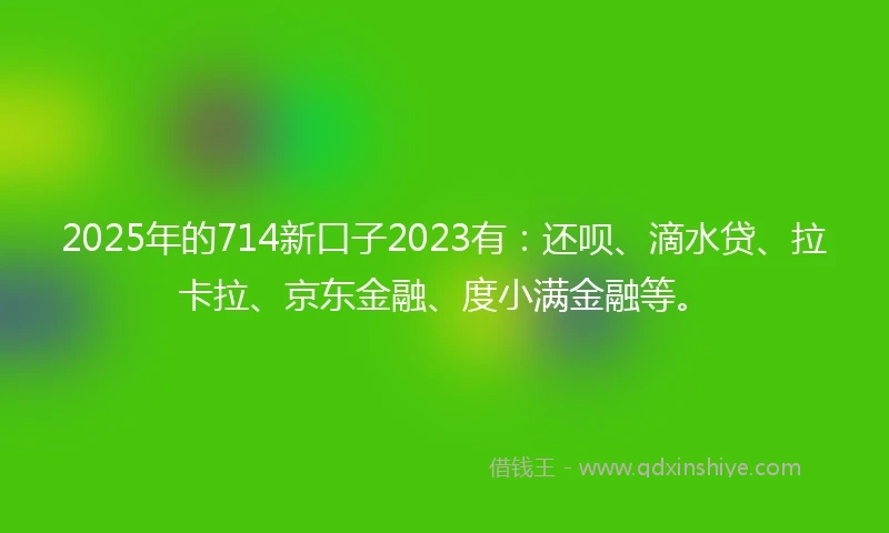 2025年的714新口子2023有：还呗、滴水贷、拉卡拉、京东金融、度小满金融等。