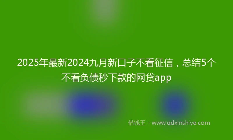 2025年最新2024九月新口子不看征信，总结5个不看负债秒下款的网贷app