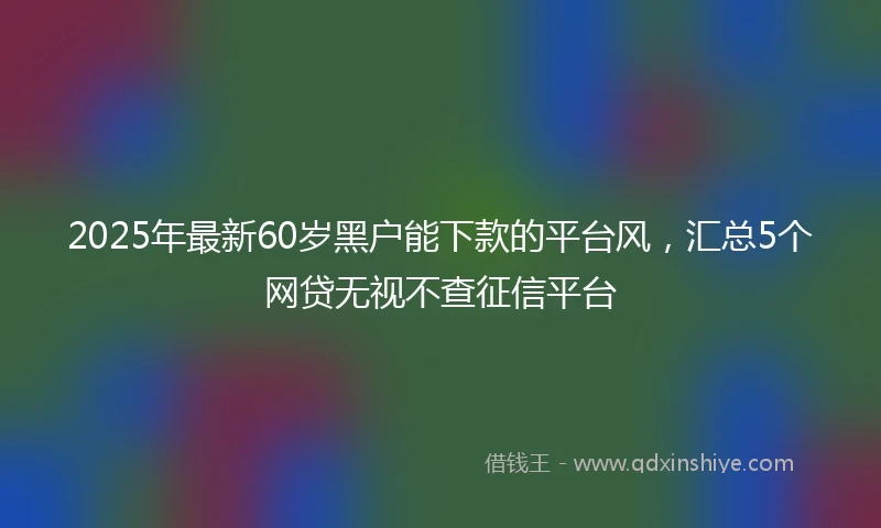 2025年最新60岁黑户能下款的平台风，汇总5个网贷无视不查征信平台