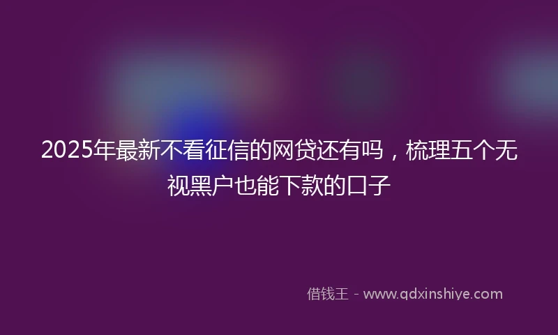 2025年最新不看征信的网贷还有吗，梳理五个无视黑户也能下款的口子
