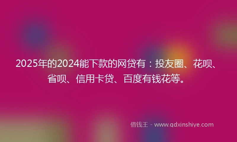2025年的2024能下款的网贷有：投友圈、花呗、省呗、信用卡贷、百度有钱花等。