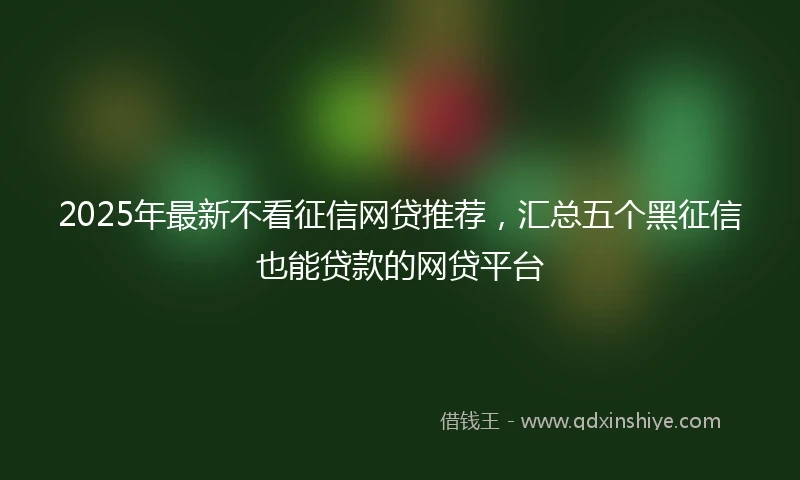 2025年最新不看征信网贷推荐，汇总五个黑征信也能贷款的网贷平台