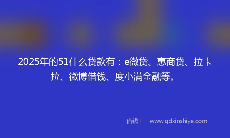 2025年的51什么贷款有：e微贷、惠商贷、拉卡拉、微博借钱、度小满金融等。