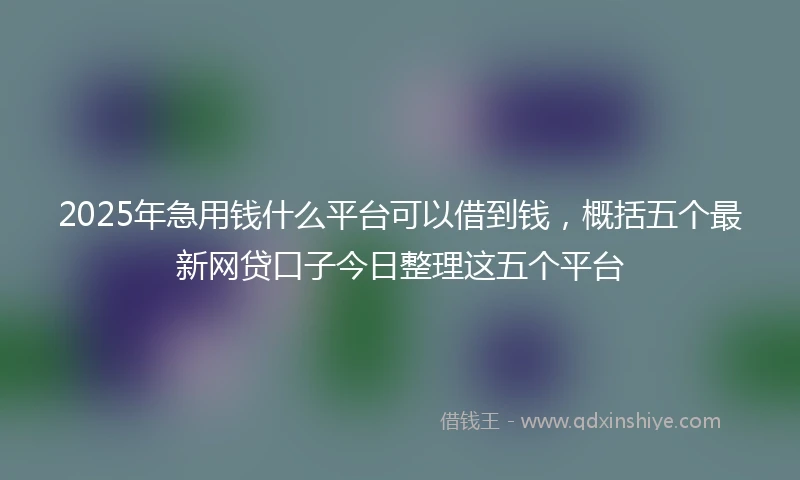 2025年急用钱什么平台可以借到钱，概括五个最新网贷口子今日整理这五个平台