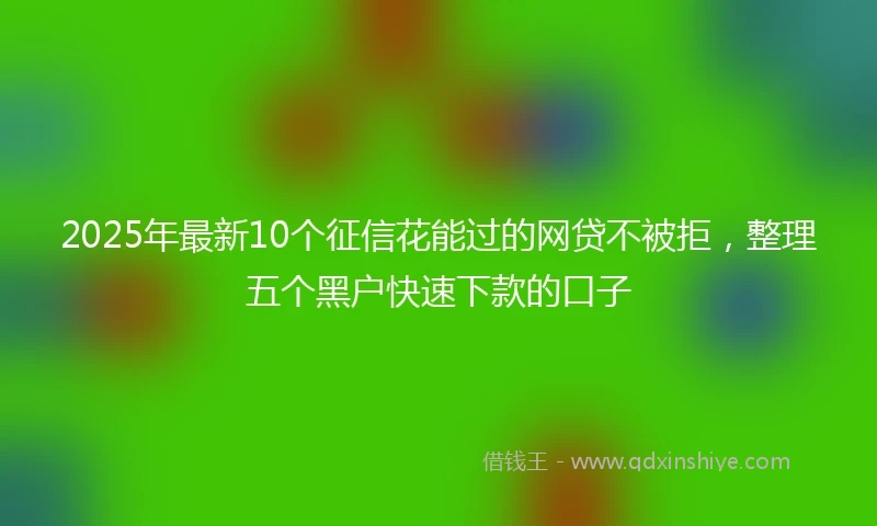 2025年最新10个征信花能过的网贷不被拒，整理五个黑户快速下款的口子