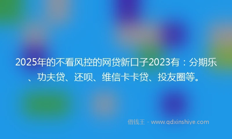 2025年的不看风控的网贷新口子2023有：分期乐、功夫贷、还呗、维信卡卡贷、投友圈等。