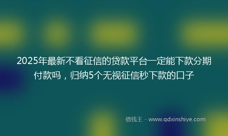 2025年最新不看征信的贷款平台一定能下款分期付款吗，归纳5个无视征信秒下款的口子
