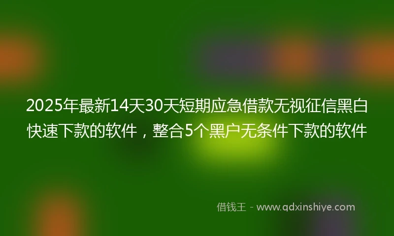 2025年最新14天30天短期应急借款无视征信黑白快速下款的软件，整合5个黑户无条件下款的软件