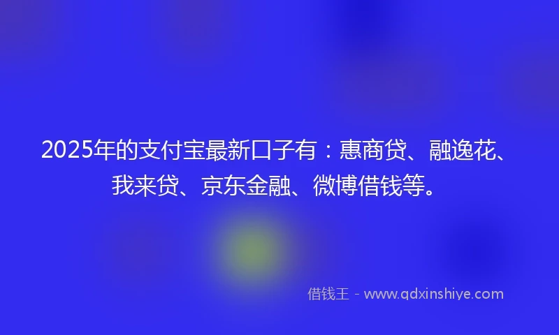 2025年的支付宝最新口子有：惠商贷、融逸花、我来贷、京东金融、微博借钱等。