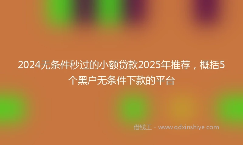 2024无条件秒过的小额贷款2025年推荐，概括5个黑户无条件下款的平台