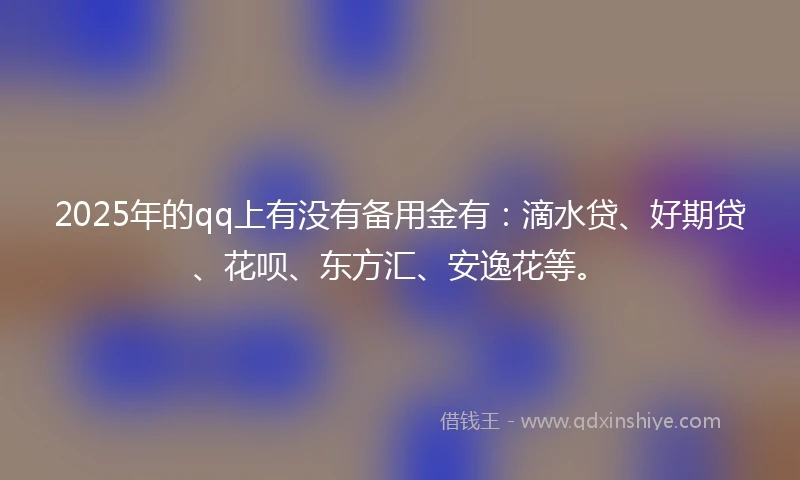 2025年的qq上有没有备用金有：滴水贷、好期贷、花呗、东方汇、安逸花等。